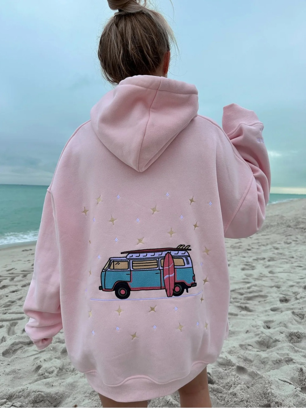 Sunkissed Happy to Be Here Van Surf Beach Pink Sweatshirt 🌊🏖️☀️